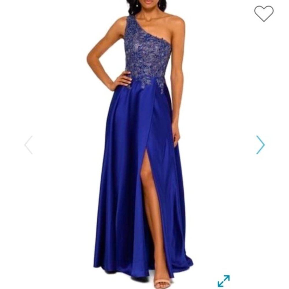 XSCAPE XSCAPE Petite One-Shoulder Emb Royal Blue 8